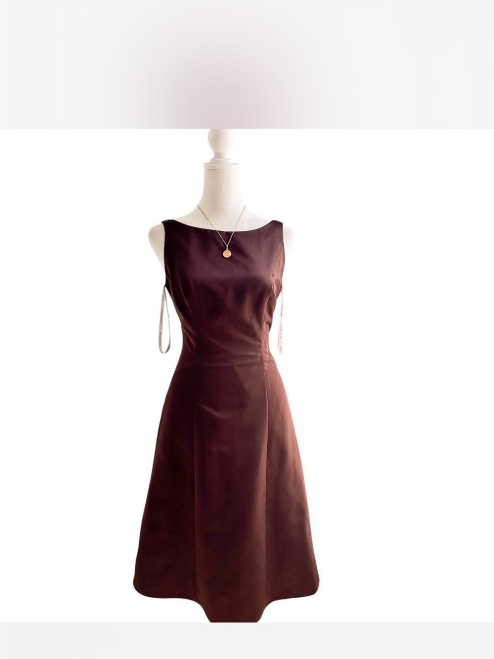 Classic Sleeveless Brown A-Line Dress